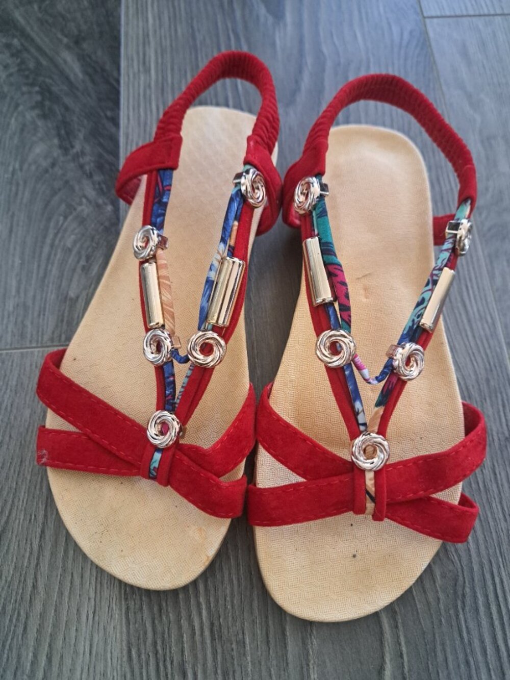 Ladies stretchy strappy Roman flats sandals lightweight summer beachy Bohemian 7 - Picture 3 of 4